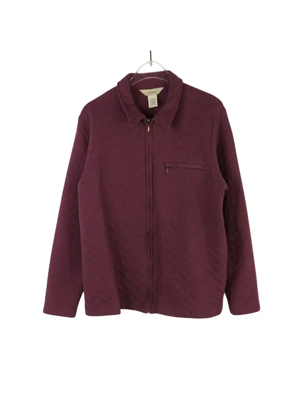 L.L. Bean Maroon Purple Marine Layer Quilted Jacket Full Zip Women's Medium